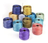 The Beadsmith S-Lon Bead Cord - .5 mm Twisted Nylon Cord for Stringing, 12-Pack, Sand & Sea Mix, TEX210, 77 Yards per Spool