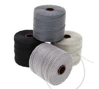 The Beadsmith S-Lon Bead Cord - .5 mm Twisted Nylon Cord for Stringing, 4-Pack, Cool Neutrals Mix, TEX210, 77 Yards per Spool