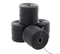 The Beadsmith S-Lon Bead Cord - .5 mm Twisted Nylon Cord for Stringing, 4 Spools, Black Color, TEX210, 77 Yards per Spool
