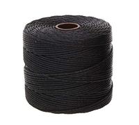 The Beadsmith S-Lon Bead Cord - .5 mm Twisted Nylon Cord for Stringing, Black Color, TEX210, 77 Yard Spool