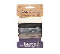 The Beadsmith S-Lon Bead Cord - .5 mm Twisted Nylon Cord for Stringing, TEX210, Basic Mix, 4 Colors, 10 Yards Each Color