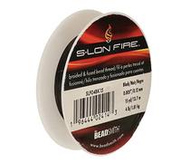 The Beadsmith S-Lon Fire - Braided and Fused Bead Thread - 4lb. Test, .005”/.12mm Diameter, 15 Yard Spool, Black Color - Super Strong Stringing Material for Jewelry Making and Bead Weaving