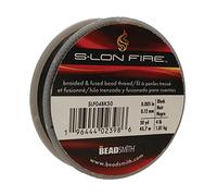 The Beadsmith S-Lon Fire - Braided and Fused Bead Thread - 4lb. Test, .005”/.12mm Diameter, 50 Yard Spool, Black Color - Super Strong Stringing Material for Jewelry Making and Bead Weaving