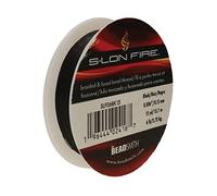 The Beadsmith S-Lon Fire - Braided and Fused Bead Thread - 6lb. Test, .006”/.15mm Diameter, 15 Yard Spool, Black Color - Super Strong Stringing Material for Jewelry Making and Bead Weaving