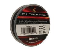 The Beadsmith S-Lon Fire - Braided and Fused Bead Thread - 6lb. Test, .006”/.15mm Diameter, 50 Yard Spool, Black Color - Super Strong Stringing Material for Jewelry Making and Bead Weaving