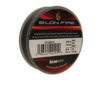 The Beadsmith S-Lon Fire - Braided and Fused Bead Thread - 8lb. Test, 007”/.17mm Diameter, 50 Yard Spool, Black Color - Super Strong Stringing Material for Jewelry Making and Bead Weaving