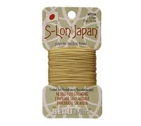 The Beadsmith S-Lon Japan - Medium Polyester Thread - Khaki Color, 0.3mm Diameter, 22 Yards per Card - Needle-Free, Easy to Thread Beads - Ideal for Knotted Jewelry, Pearls and DIY Crafts