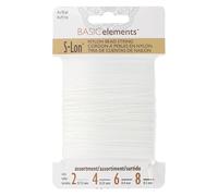 The Beadsmith S-Lon Nylon Beading Thread - 4-Size Assortment Card (0.12 mm, 0.3 mm, 0.4 mm, 0.5 mm), White Color, 10 Yards (9.1 m) Each, Strong & Flexible Stringing Cord