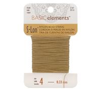The Beadsmith S-Lon Nylon Beading Thread - Khaki Color, Size 4 (0.33 mm), 22 Yards (20.1 m), Strong & Flexible Stringing Cord