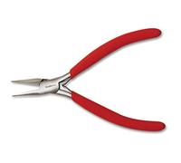 The Beadsmith Slim Line Serrated Chain Nose Pliers, 4.75 inches (120mm) with polished steel head, red PVC comfort grip handle with double-leaf spring, tool for jewelry making