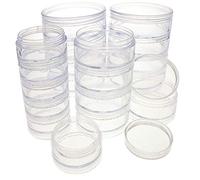 The Beadsmith - Stack Jar 4-Piece Assortment - 2 x 4 Stack, 1 x 5 Stack, 1 x 6 Stack, Pill containers, Empty Pot Jars, refillable Cosmetic containers, Small Plastic Organizers