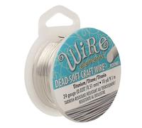 The Beadsmith Wire Elements Craft Wire - Tarnish Resistant, Soft Temper, Round, Titanium Color - 0.51mm, 24 Gauge, 10 Yard Spool - Jewelry Making, Wire Wrapping, Floral, & Other DIY Crafts