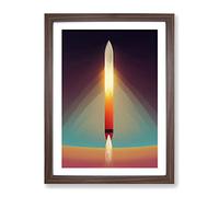 The Beaming Spaceship Rocket Framed Print | A3 Walnut Framed Wall Art | Ready to Hang | Modern Nature Picture | Living Room Bedroom Lounge Office