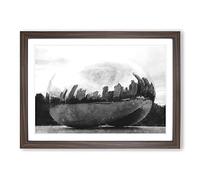 The Bean in Chicago Painting Framed Print | A2 Walnut Framed Wall Art | Ready to Hang | Modern Historical Picture | Living Room Bedroom Lounge Office