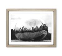 The Bean In Chicago Painting Modern Art Framed Print | A4 Oak Framed Wall Art | Ready to Hang | Modern Historical Picture | Living Room Bedroom Lounge Office