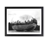 The Bean In Chicago Painting Modern Art Framed Wall Art Print, Ready to Hang Picture for Living Room Bedroom Home Office Décor, Black A4 (34 x 25 cm)
