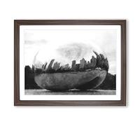 The Bean In Chicago Painting Modern Art Framed Wall Art Print, Ready to Hang Picture for Living Room Bedroom Home Office Décor, Walnut A3 (46 x 34 cm)