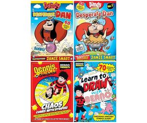 The Beano & Dandy Presents Illustrated 4 Comic Books Collection Set (Learn To Draw with Beano, Dennis The Menace & Gnasher, Desperate Dan & Desperate Dan Vol.2)