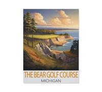 The Bear Golf Course Michigan Vintage Travel Poster，Puzzle 1000 Pieces Of paper Puzzles Suitable For Adults Children Families Stress Relief Puzzle Games（38x26cm）-AG8