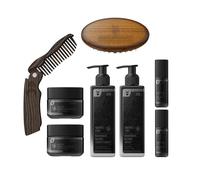 The Beard Struggle Ultimate Beard Growth Kit for Men Balm, Butter, Brush, Comb, Oil, Wash, & Conditioner for Moisturizing Beard - Surtr's Fury, Black Collection
