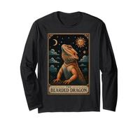 The Bearded Dragon Lizard Tarot Card Witchy Moon Long Sleeve T-Shirt