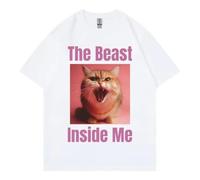 The Beast Inside Me Angry Cat Meme Graphic Print Unisex Oversized T-Shirt Casual Cotton Tee