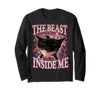 The Beast Inside Me Funny Gen Z Gen Alpha Silly Cat Meme Long Sleeve T-Shirt