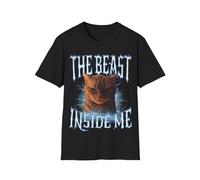 The Beast Inside Me T-Shirt Funny Meme Angry Cat Killed with Rage and Fury Cute Kitten Graphic Bootleg Shirt, Black, XXL