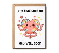 The Beat Goes On Card - Get Well Soon Card - Feel Better Soon - Kawaii Heart Themed - Encouragement - Recovery - Gift For Him Her