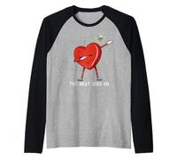 The Beat Goes On Dabbing Heart with Pacemaker Recipient Raglan Baseball Tee