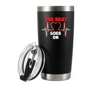 The Beat Goes On Recovery Gifts Heart Surgery Heart Attack Survivor Heartbeat For Coronary Artery Patient Vacuum Insulated Stainless Steel Tumbler with Removable Lid and Straw 20 oz Black