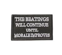 The Beatings Will Continue Until Morale Improves Embroidered Tactical Patch Cool Hook & Loop Fastener Applique Emblem for Military Army Backpack Vest Molle Bag Helmets Clothes Gym Gear
