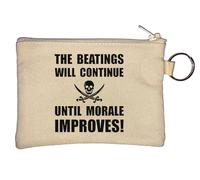 The Beatings Will Continue Until Morale Improves Pirate Graphic Key Chain Coin Purse Beige