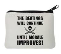 The Beatings Will Continue Until Morale Improves Pirate Graphic Neoprene Coin Purse Pouch 10x11cm White