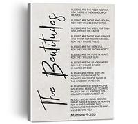 the Beatitudes Bible Verse Canvas Painting Framed Wall Art Decor for Home Living Room Bedroom, Matthew 5:3-10 Quote Canvas Poster Scripture Print Gifts