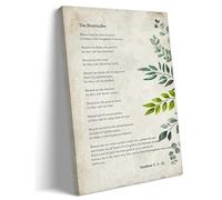 The Beatitudes Wall Art Praying Scripture Posters Framed Matthew 5 3-12 Bible Verse Wall Decor Vintage Beatitudes Poster Christian Canvas Artwork for Bedroom Framed 16x24 inch