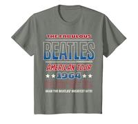 The Beatles - American Tour 1964 Greatest Hits T-Shirt, Youth, Olive Heather, Large