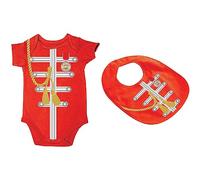The Beatles Baby Grow and Baby Bib Set (Sgt. Pepper Design). Red Baby Grow. Baby Onesie with Bib. Machine Washable Beatles Baby Clothes. Baby Shower Gifts. Newborn Baby Gifts - Genuine Merchandise