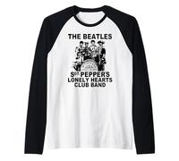 The Beatles Black Silhouette Lonely Hearts Club Band Music Raglan Baseball Tee