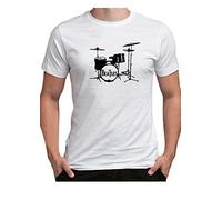 The Beatles Drum Kit Mens T Shirt Ringo Star 1960's Rock & Roll Drummer Drumming (Medium, White)
