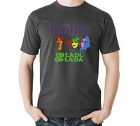 The Beatles Grey Mens T Shirt (Ob-La-Di Design), Beatles T Shirt. Machine Washable Retro T Shirt Men/Tshirt Men. Beatles Gifts and Rock Band T Shirts for Men - Genuine Beatles Merchandise