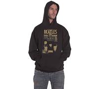 The Beatles Hoodie Shea Stadium 1966 Band Logo Official Mens Black Pullover L