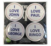 The Beatles I Love 4 Pack Button Badge Pack One Size