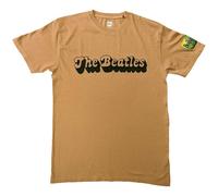 The Beatles Men's 70s Sleeve Print Logo T-Shirt in Light Sand | Size: XL The Beatles Light Sand XL