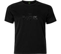 The Beatles Men's Drop T Logo with Burn Out Finishing T-Shirt, Black (Black Black), Xx-Large