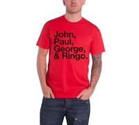 The Beatles Men's John Paul George & Ringo T-Shirt in Red | Size: 2XL The Beatles Red 2XL