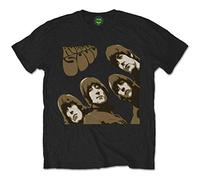 The Beatles Men's Rubber Soul Sketch Regular Fit Crew Neck Short Sleeve T - Shirt, Black (Black Black), Large (Manufacturer Size:Large)