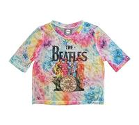 The Beatles Mesh Crop Top T Shirt SGT Pepper All Over Print Official Womens M White