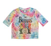 The Beatles Mesh Crop Top T Shirt SGT Pepper All Over Print Official Womens S White