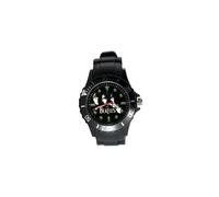 The Beatles Quartz Round Silicone Band Bw Dial Black